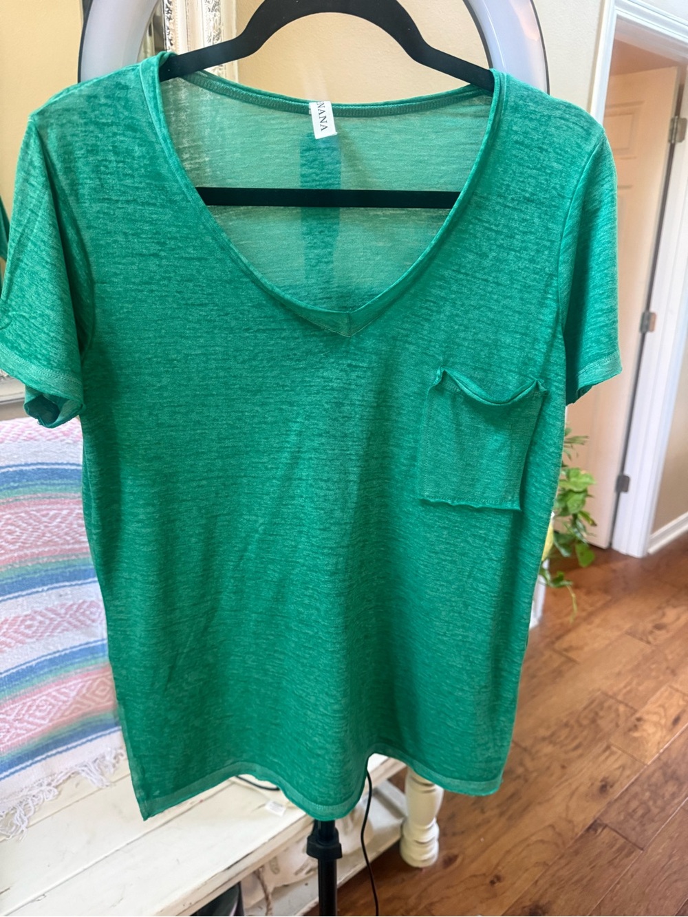 Zenana Outfitters Bright Green V-Neck Pocket Tee